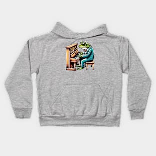 Frog Playing the Piano Kids Hoodie